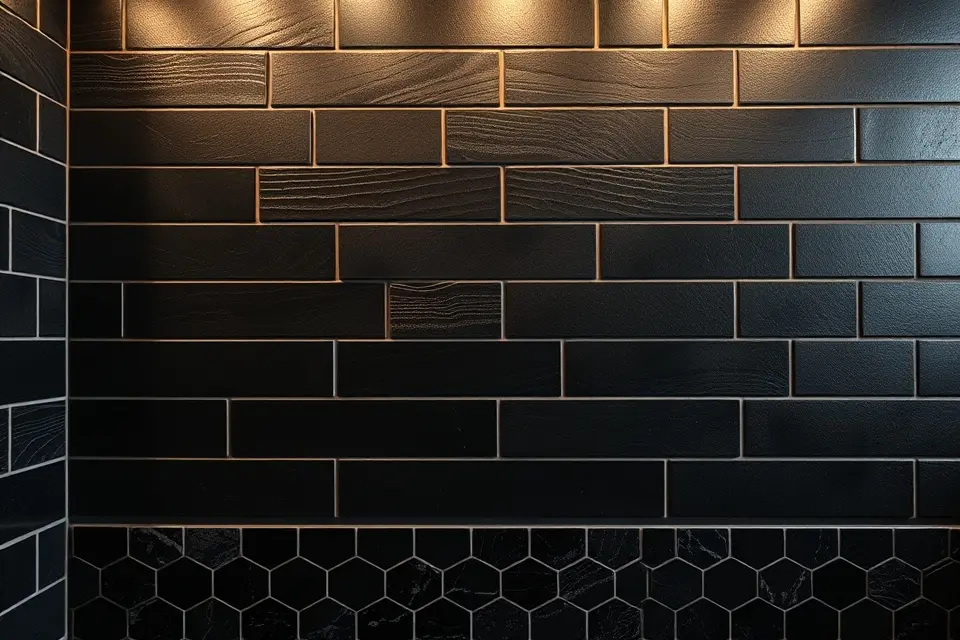 Idea 6: Textured Black Tiles for Depth