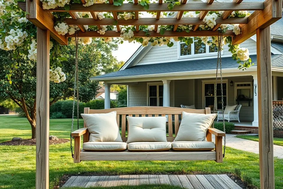 12. Swings Under a Pergola or Gazebo