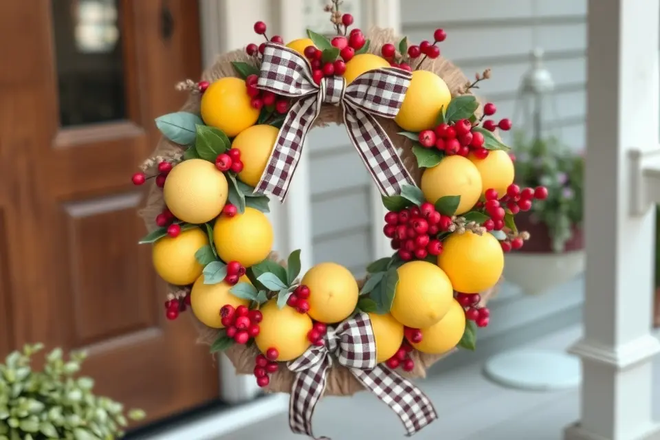 3. Lemon & Berry Farmhouse Wreath