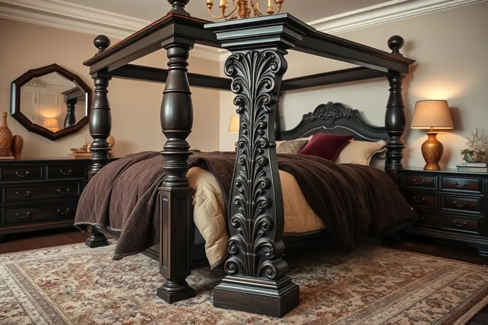 4. Choose Dark Wood Furniture