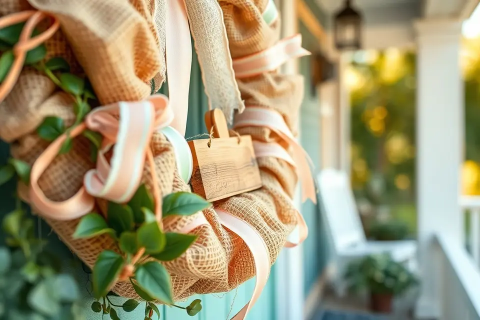 4. Simple Burlap & Ribbon Charm Wreath