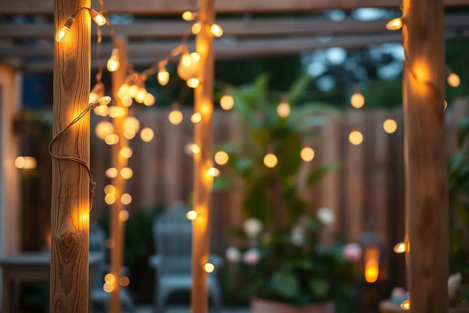 4. Whimsical String Light Poles