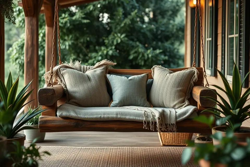 9. Rustic Log Swings