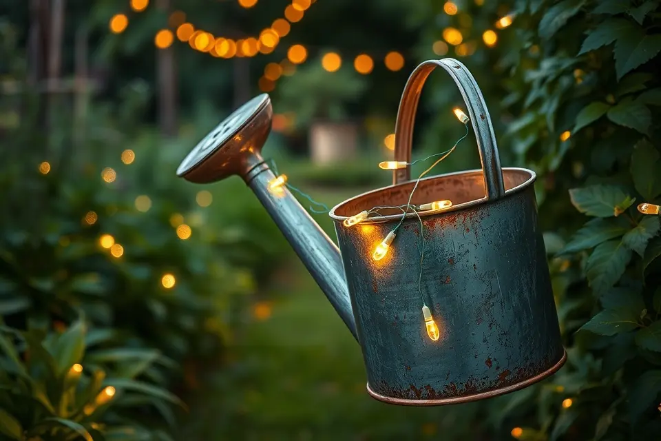 Idea 10: DIY Watering Can with Fairy Lights