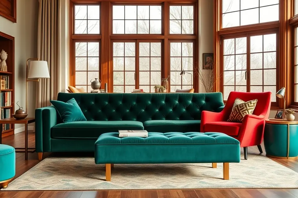 Idea 10: Mid-Century Modern with Saturated Tones