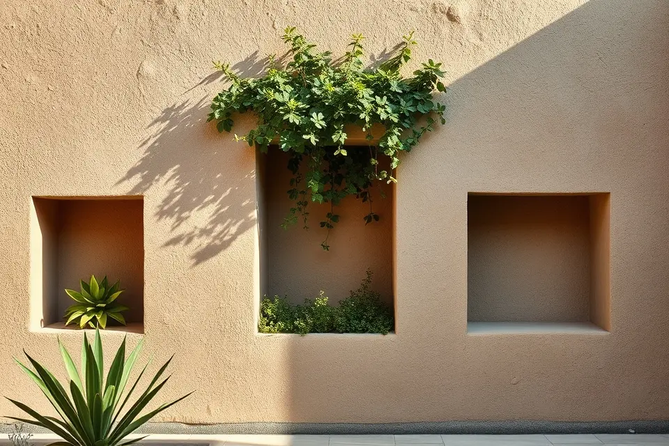 Idea 11: Rendered Wall with Recessed Details