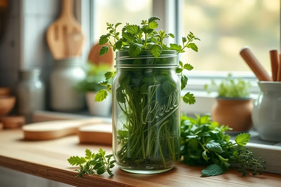 Idea 3: Start an Indoor Herb Garden in a Jar or Planter