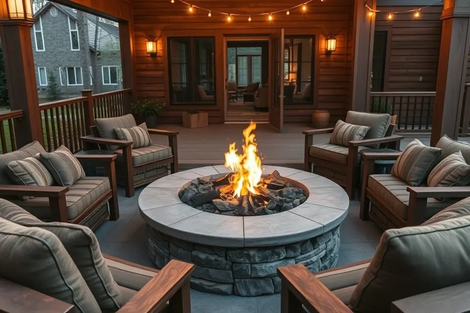 Idea 4: Cozy Fire Pit Lounge with Custom Seating