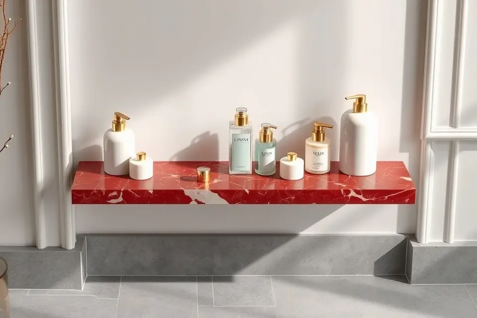 Idea 5: Subtle Red Marble Accents