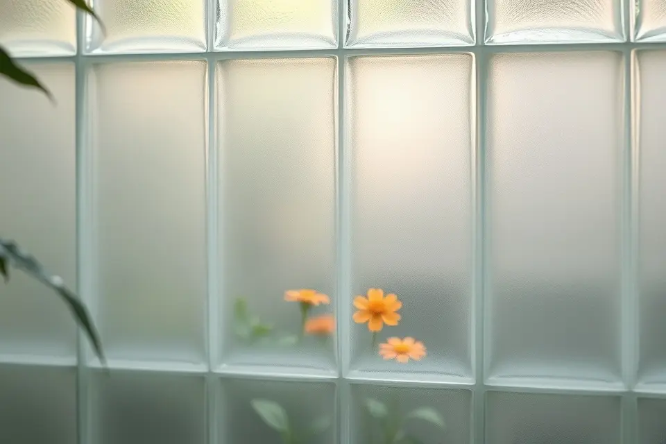 Idea 6: Frosted or Patterned Glass Block Partitions