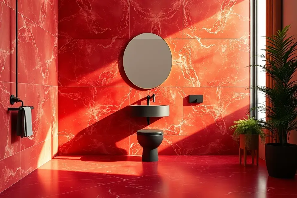 Idea 7: Modern Minimalist Red Marble Design