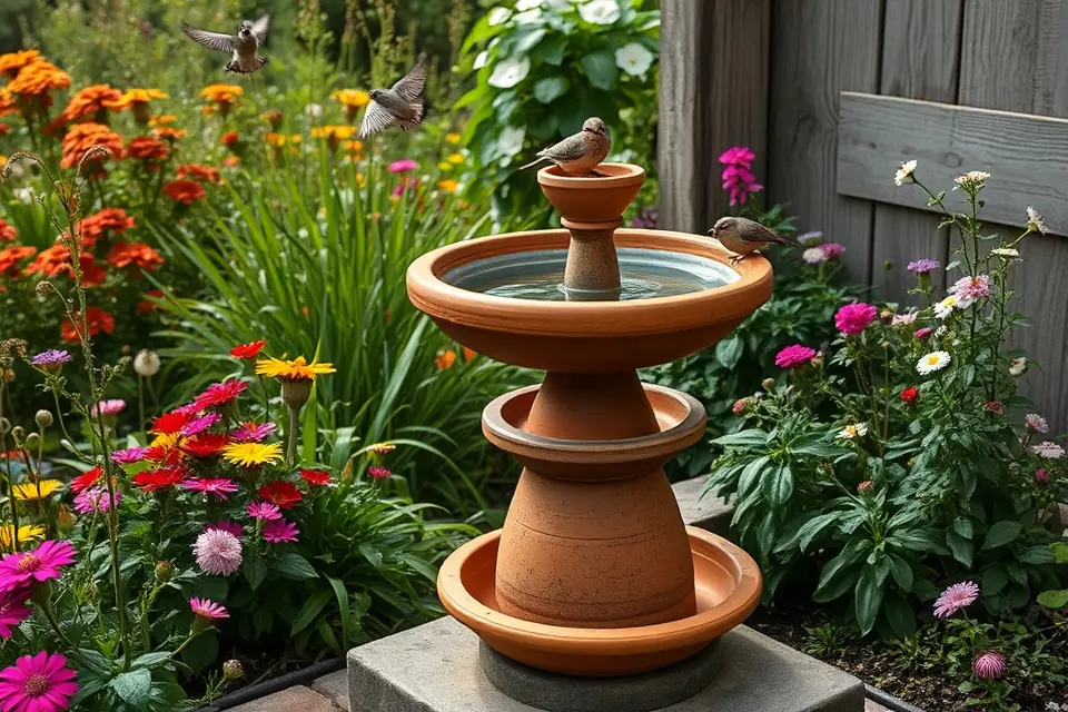 Idea 8: Bird Bath from Terra Cotta Pots