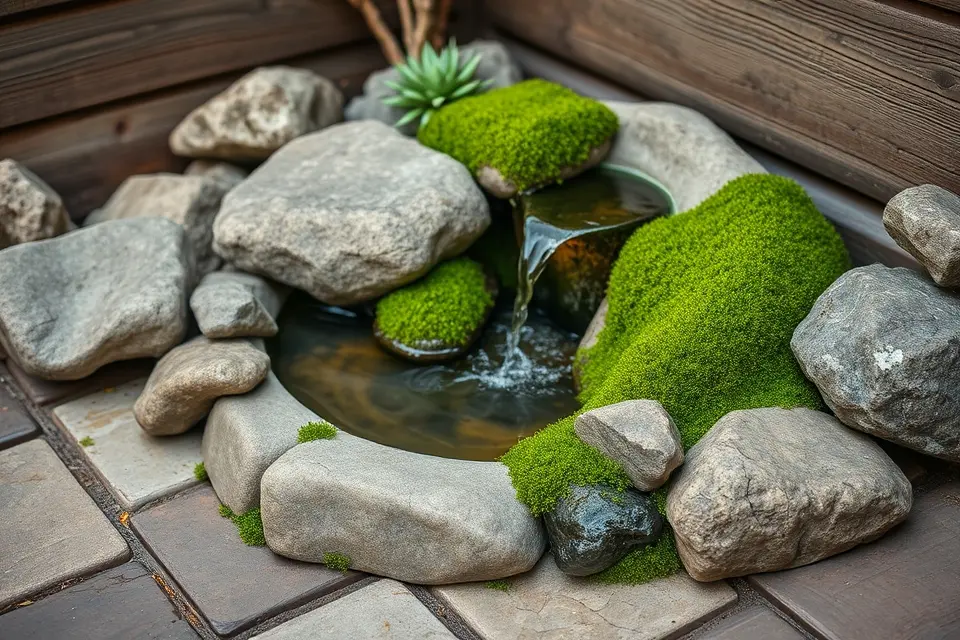 Idea 9: Artistic Water Feature & Zen Garden Corner