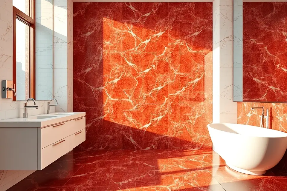 Idea 9: Red Marble Mosaic Patterns