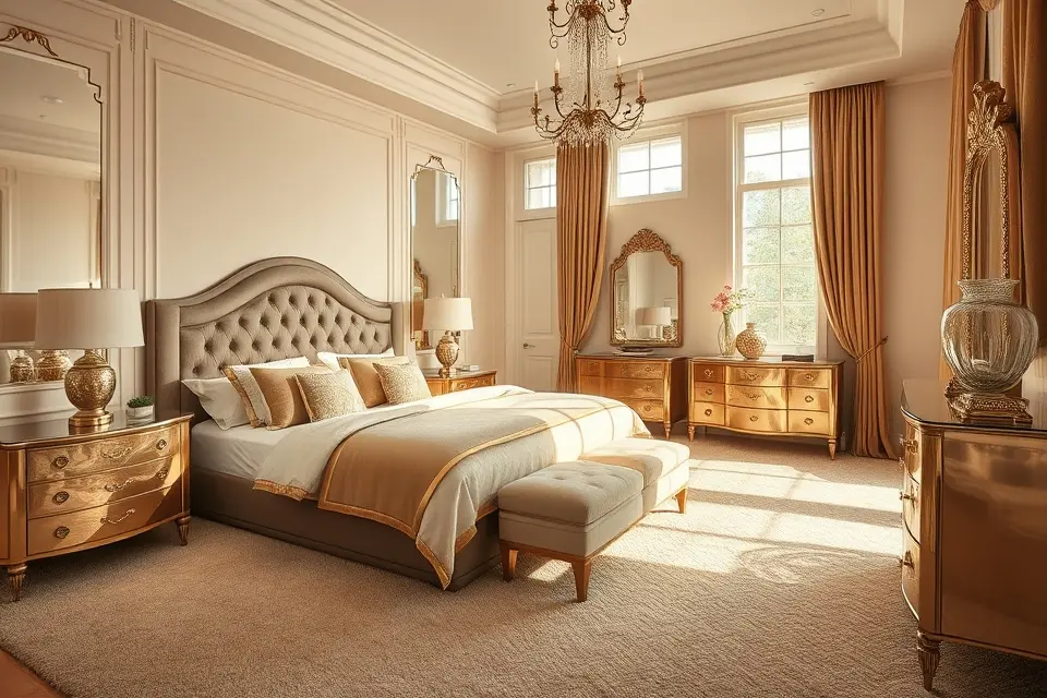 12. Incorporate Metallic Accents & Reflective Surfaces