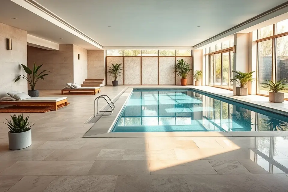 Luxurious Natural Stone Decking & Sleek Coping
