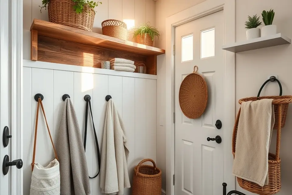 Maximize Vertical Space with Wall Hooks & Shelves