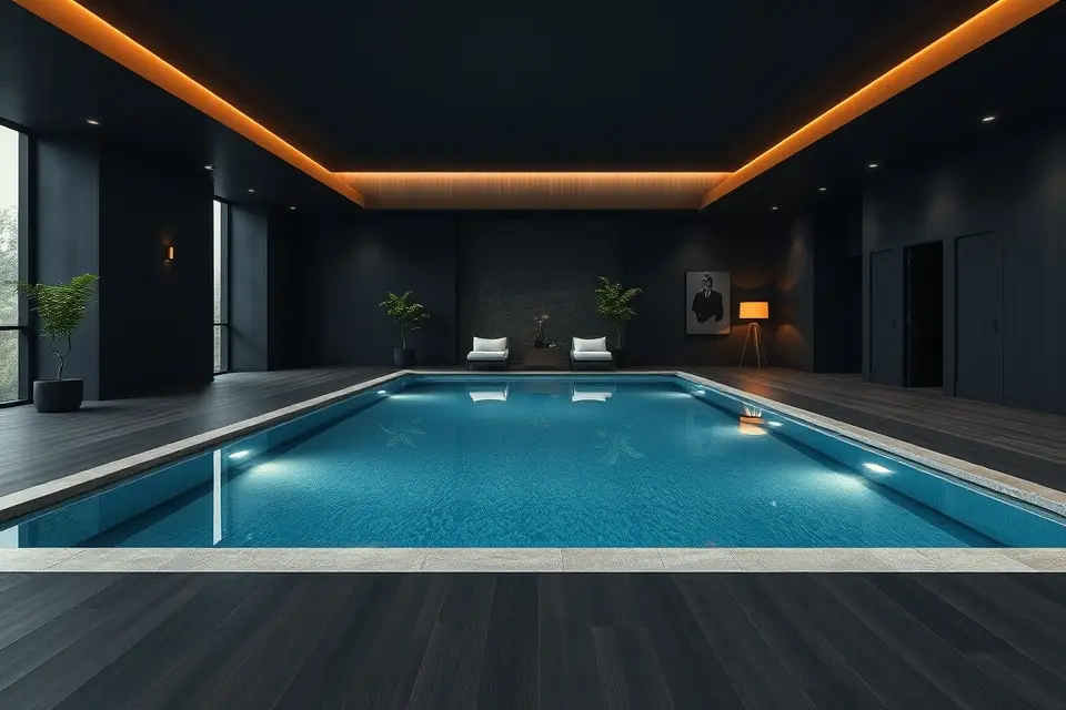 Minimalist Rectangular Pools with Dark Interiors