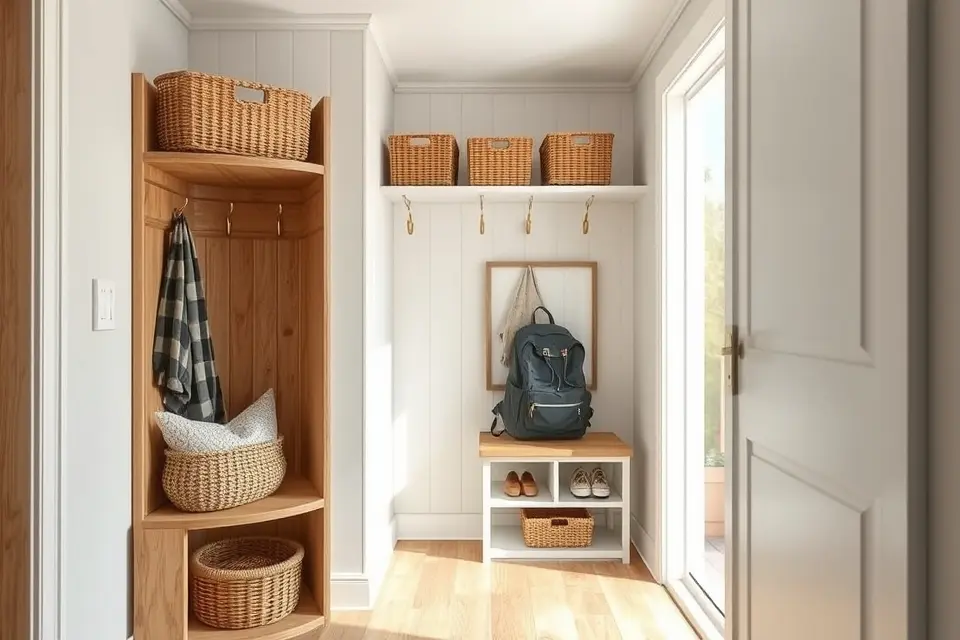 Transform a Hallway Closet into a Mini Mudroom Nook