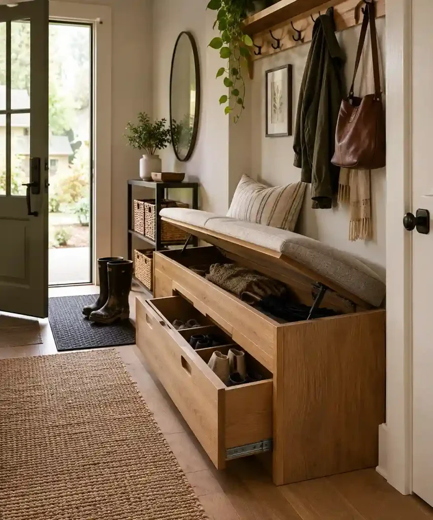 The Hard-Working Bench with Hidden Storage at the entryway