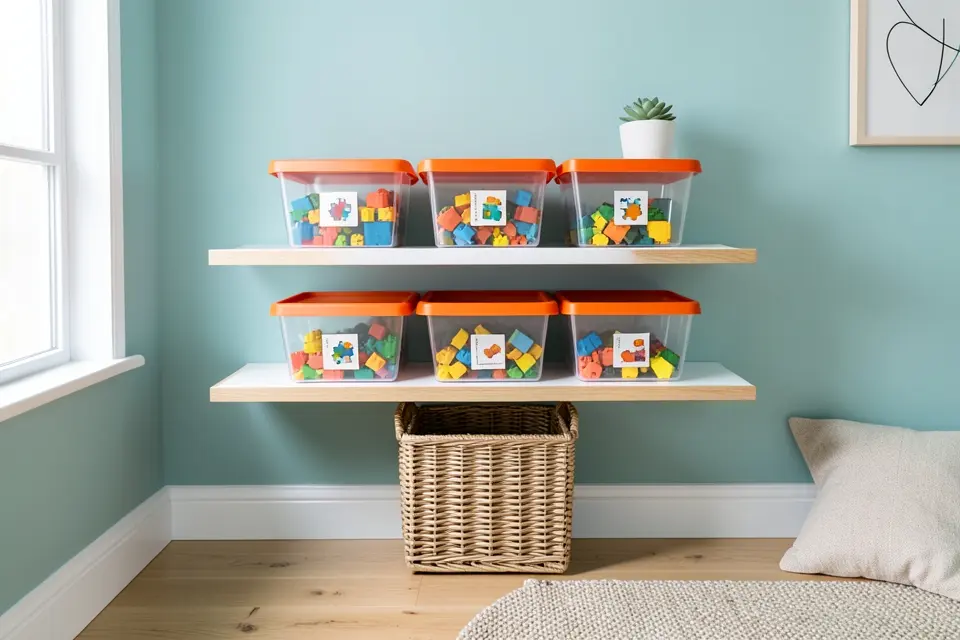 4. Use Clear Bins and Labels (with Pictures)