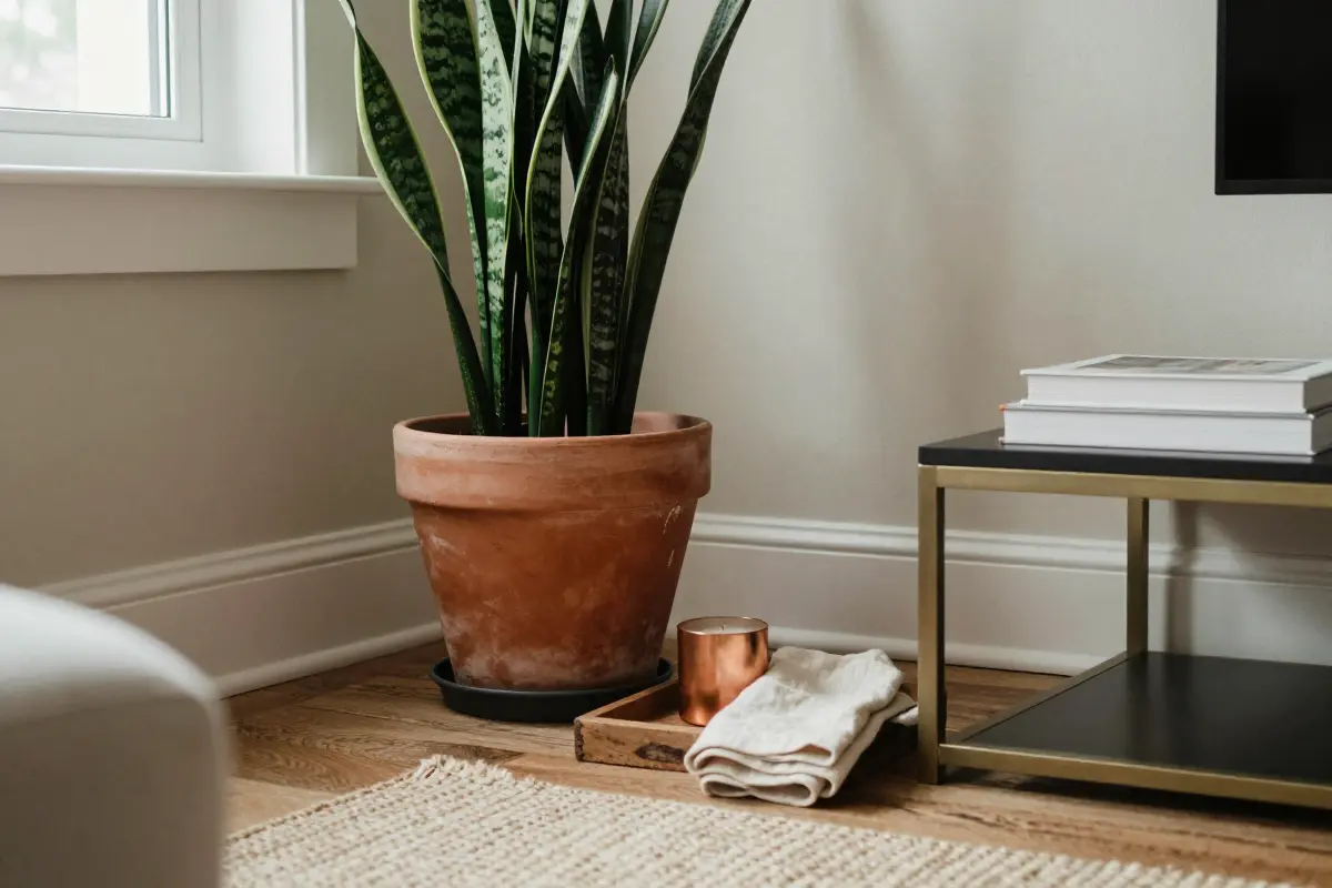 8. Use Oversized Terracotta Pots with Low-Maintenance Greenery
